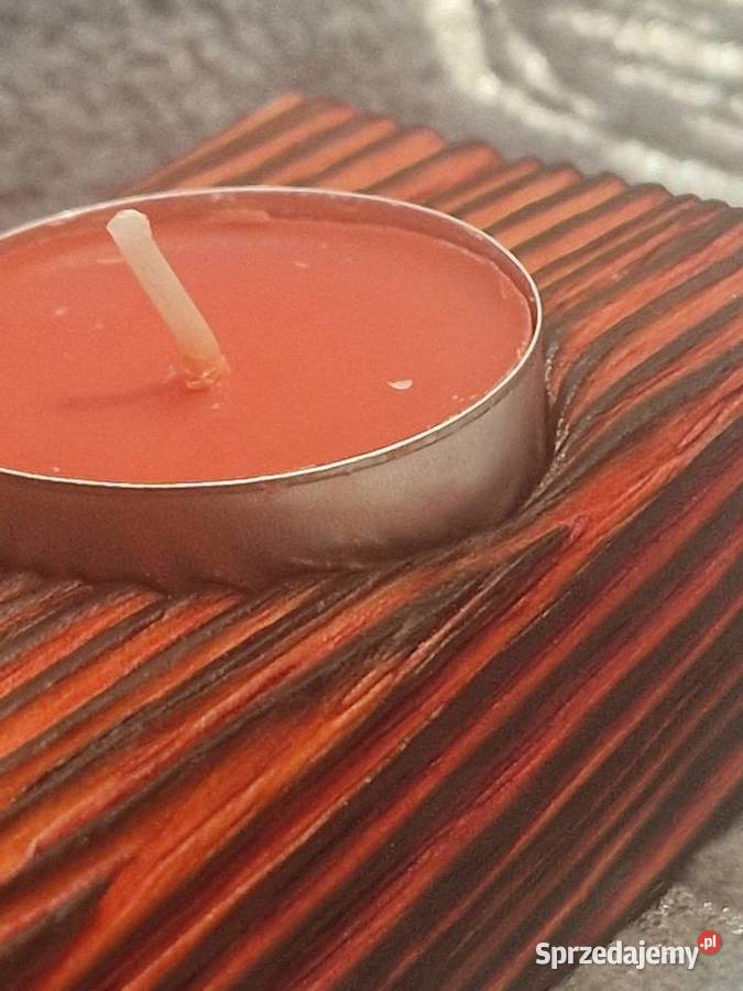 Świecznik Shou Sugi Ban drewno świerkowe