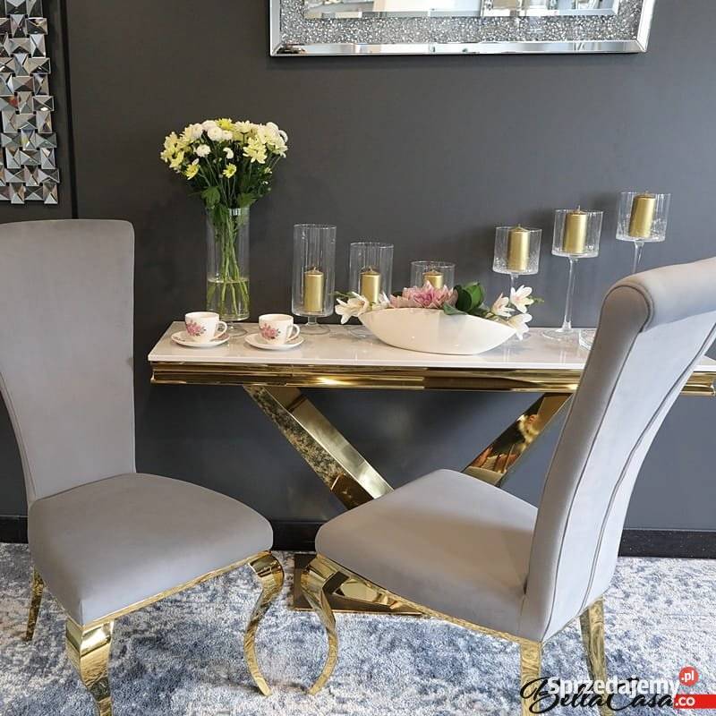 Krzesła glamour Ottavio Złote Gold Tapicerowane Warszawa