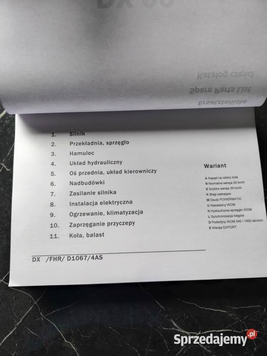 Katalog części do ciągnika DEUTZ FAHR DX 90 BIS Kamień Pomorski sprzedam