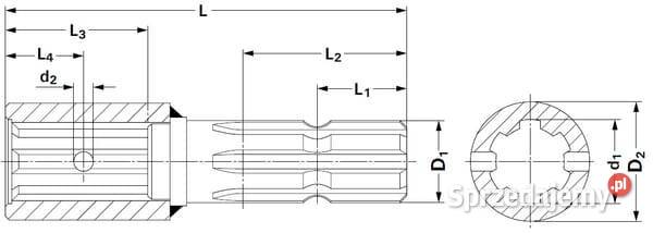 Redukcja wału WOM profilowana wewn 134 Z6 zewn Kamionna