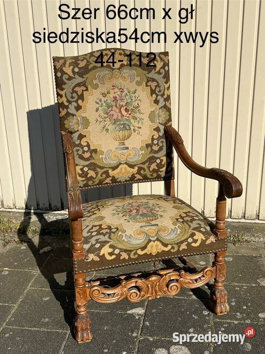 Piękny wiekowy fotel tron Ostrów Mazowiecka sprzedam