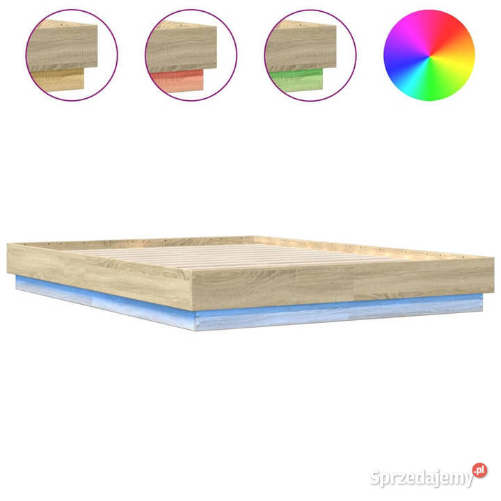 Rama łóżka z oświetleniem LED dąb sonoma 160x200 Warszawa