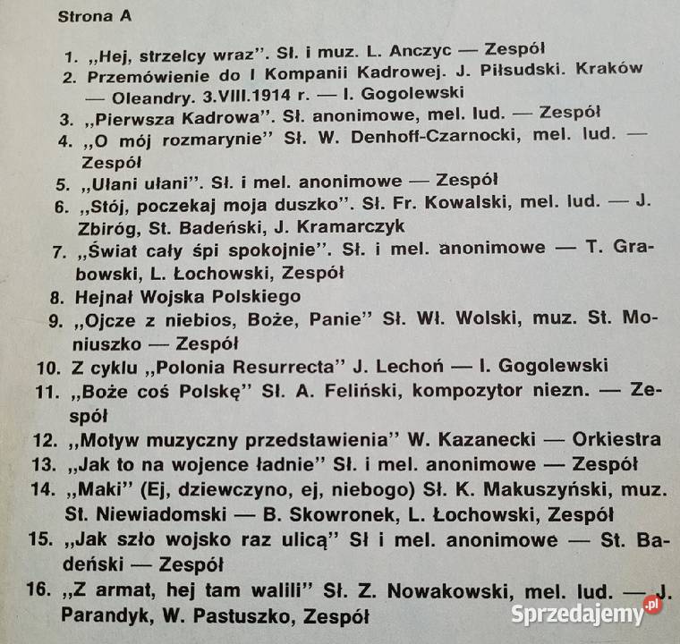 Pieśni legionowe Piłsudskiego płyta winylowa z Chełmno sprzedam