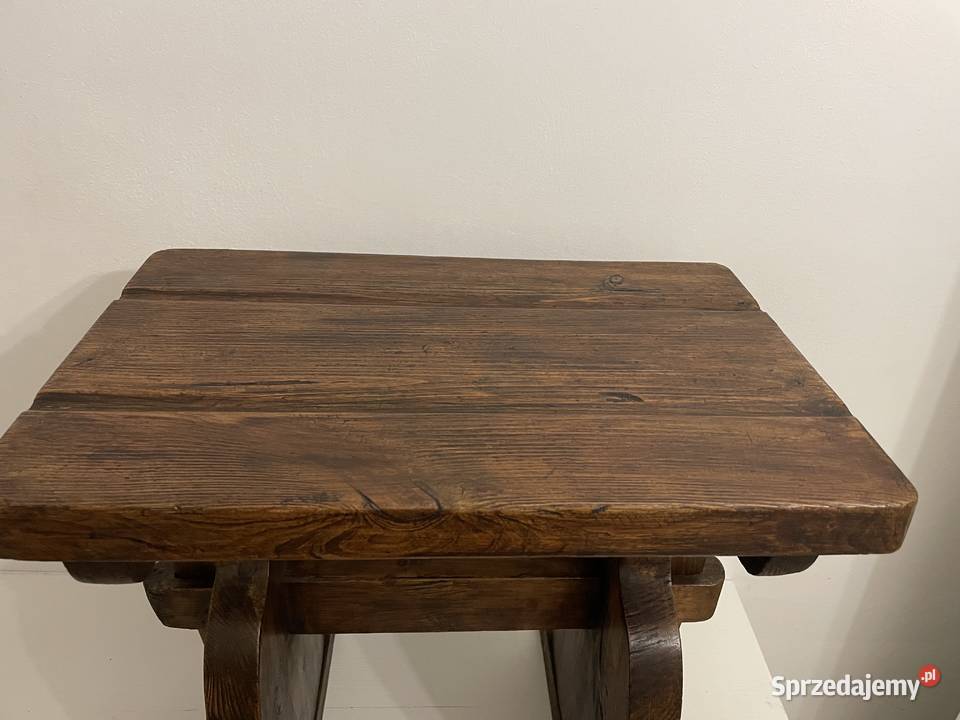 Stary stołek zydel drewniany sztuka ludowa łódzkie Łódź