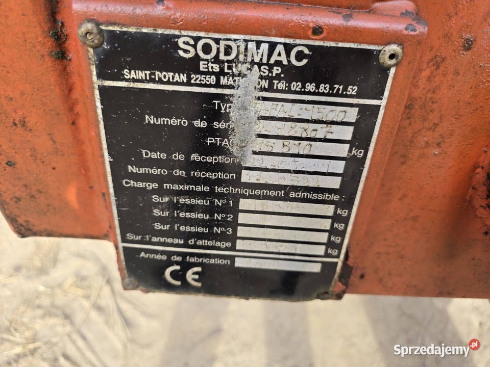 Rozrzutnik obornika SODIMAC RAFAL 1500 15 m3 warmińsko-mazurskie