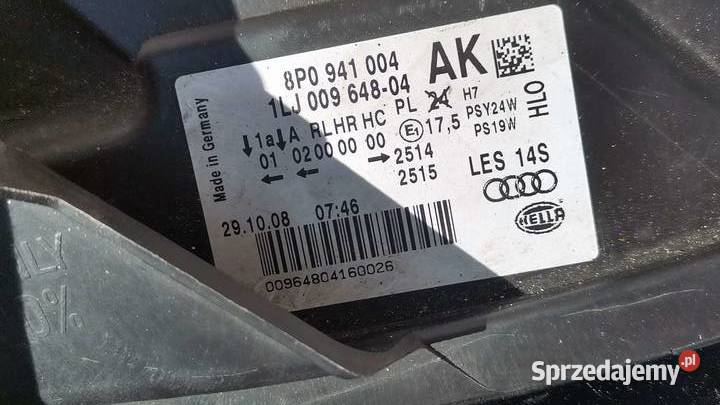 Lampy przednie lewaprawa Audi A3 8P lift II osobowe Byczyna