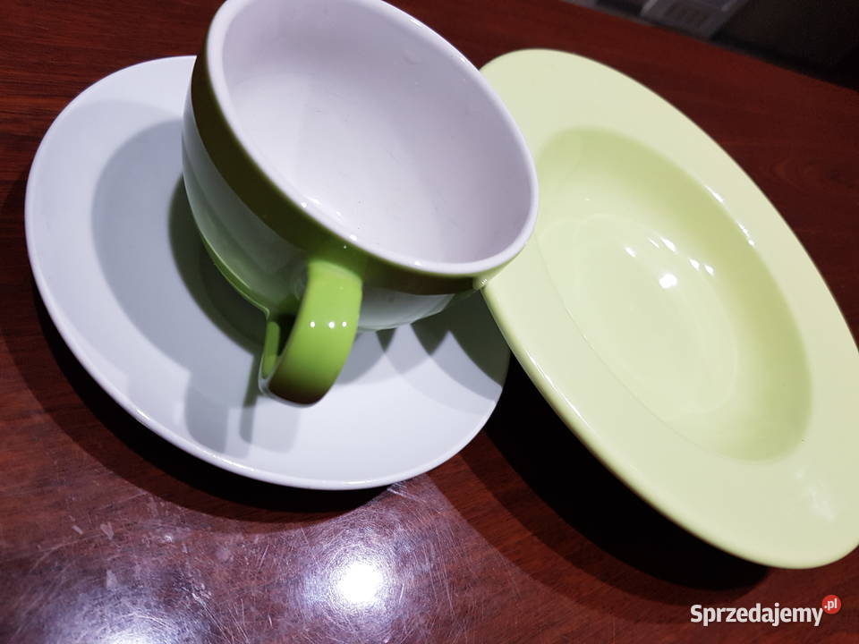 komplet biało zielony 3 sztuki niepowtarzalna wielokolorowy