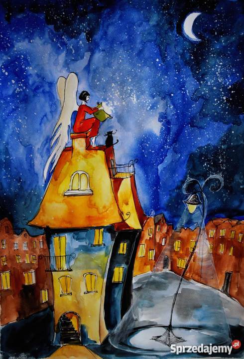 Akwarela Anioł gotuje artystki Adriany Laube Katowice