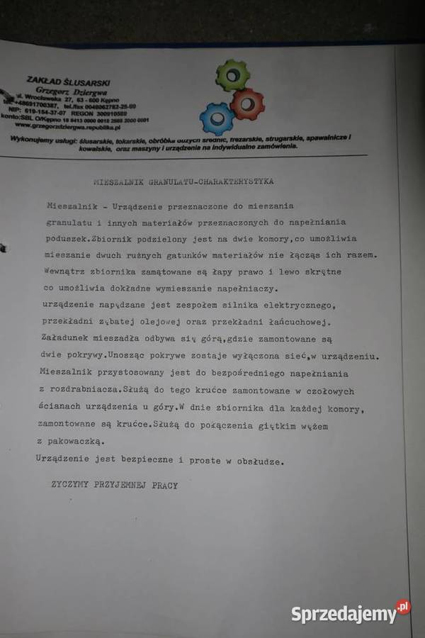Mieszalnik granulatu Kartuzy