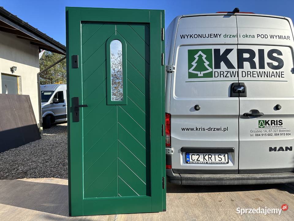 Drzwi zewnętrze drewniane czarne 9017 CAŁA