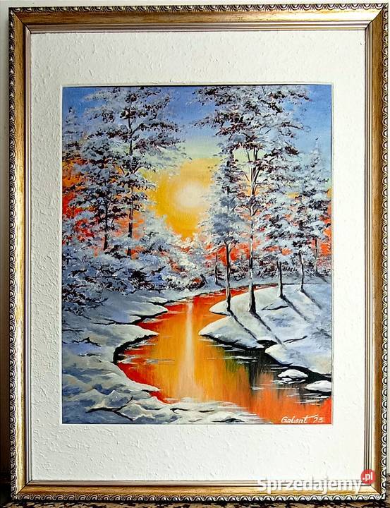 Obraz ręcznie malowany OPRAWIONY Łódź