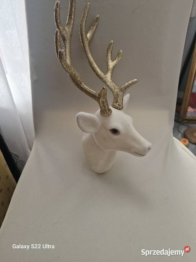 Welurowa głowa renifera biała duża łódzkie Skierniewice