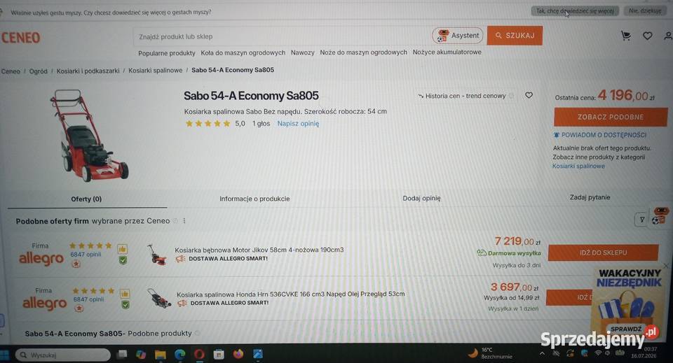 Kosiarka SABO 54A ECONOMY Sa805 z Napędem 55 Dzierżoniów