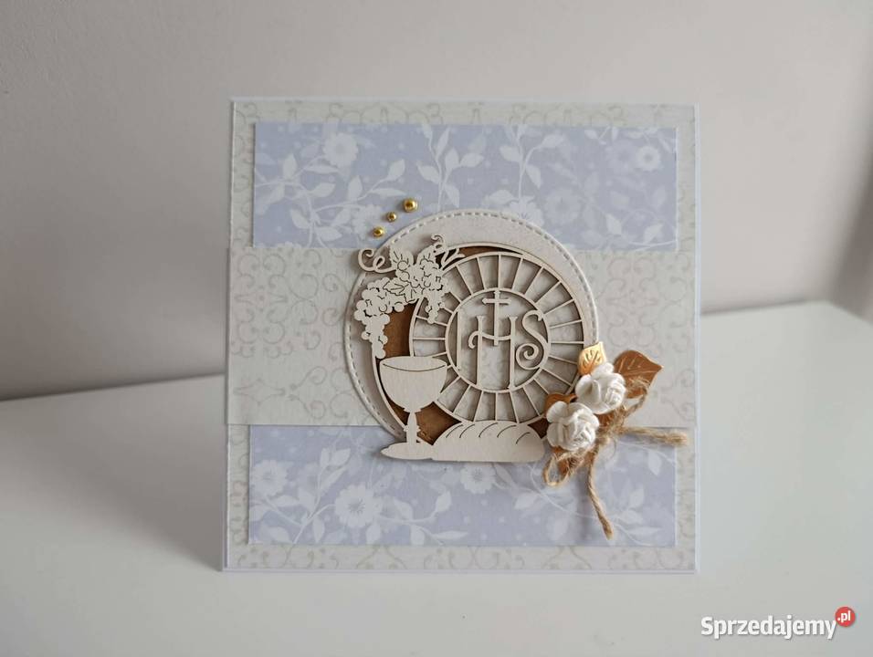 Kartka ręcznie robiona Pierwsza Komunia Święta