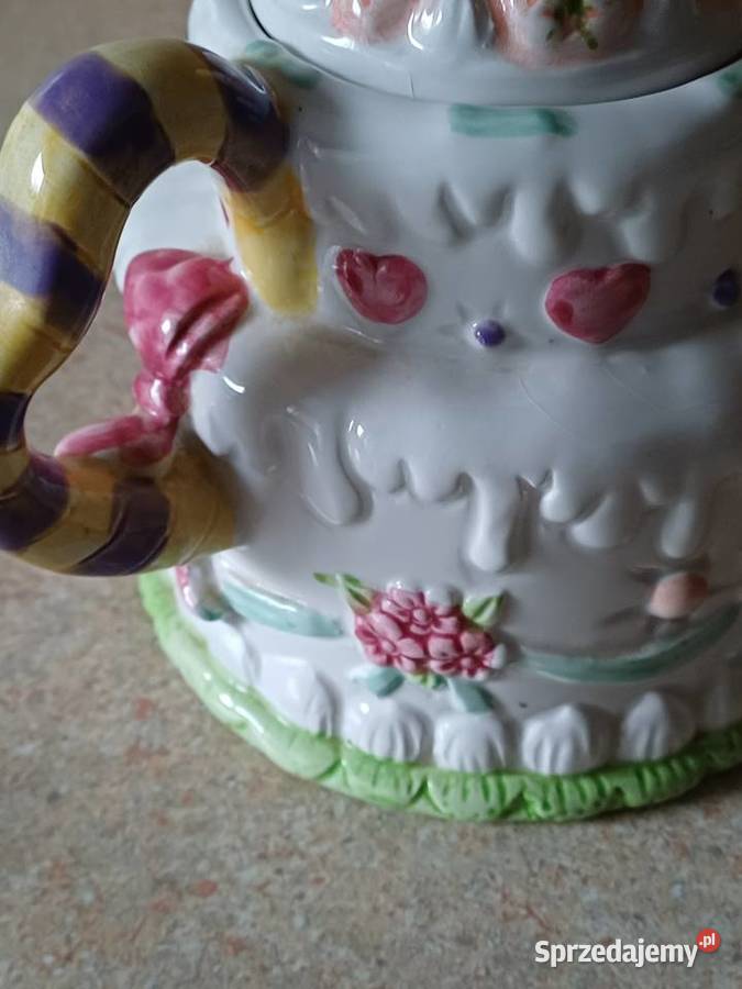 Vintage czajniczek kolekcjonerski Porcelana i szkło Nowy Targ