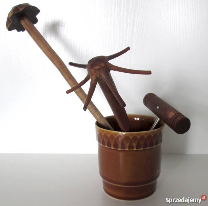 Stare przybory kuchenne ręcznie wykPRL drewno Kraków