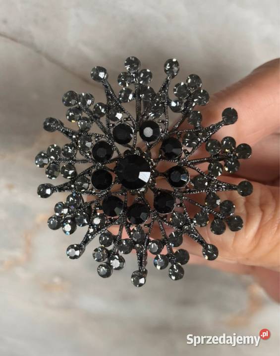 Broszka kwiat gwiazda kryształki grafitowe Zegarki i Biżuteria małopolskie Kraków