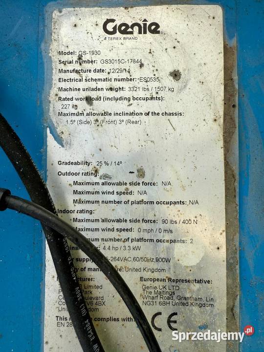 Genie GS 1930 zwyżka podnośnik nożycowy 318h JLG Konin