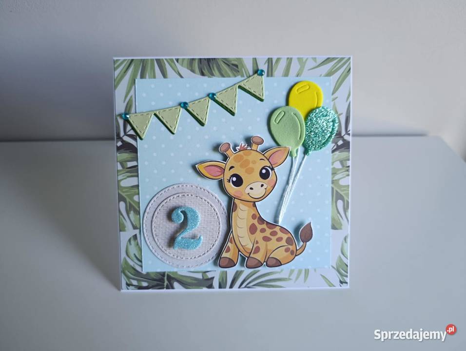 Kartka ręcznie robiona urodzinowa z żyrafką Łódź