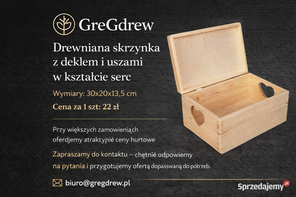 Drewniana skrzynka z deklem 30x20x135 naturalne