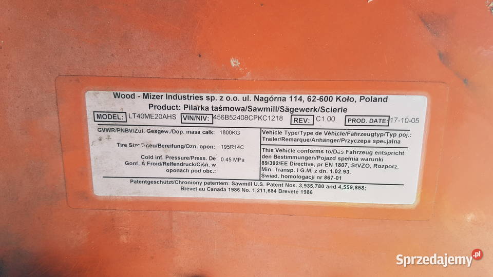 Trak WoodMizer LT40 X2005r Waśniów sprzedam