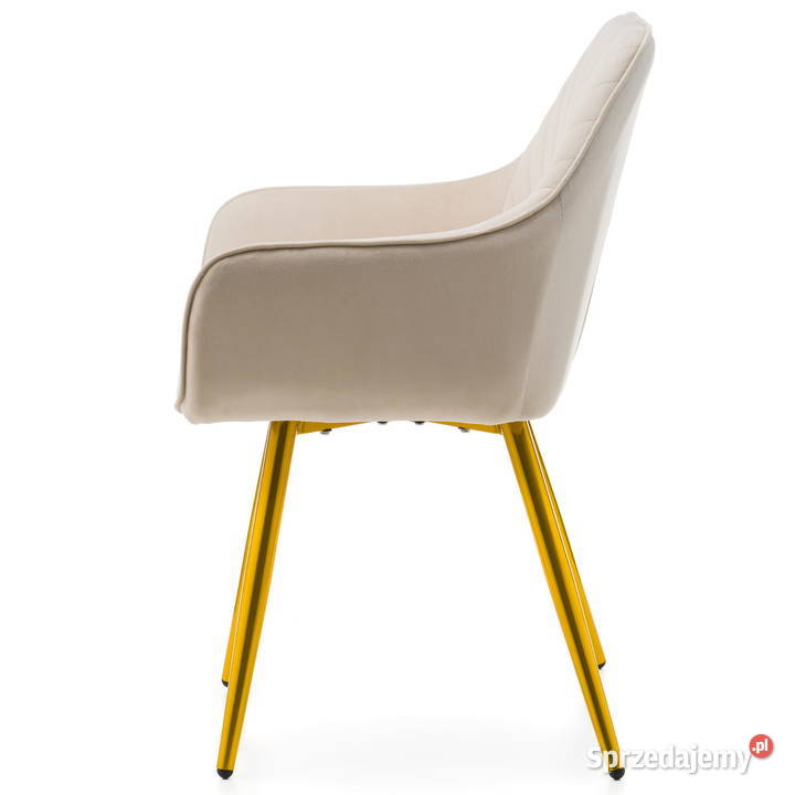 Beżowe Krzesło Vasto Złote Nogi Wysyłka 24H Tarchały Małe
