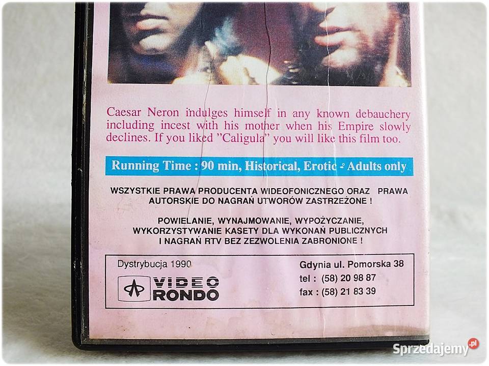 Kaseta VHS NERO POMPEA Orgia Władzy Film Video lubuskie Żary sprzedam