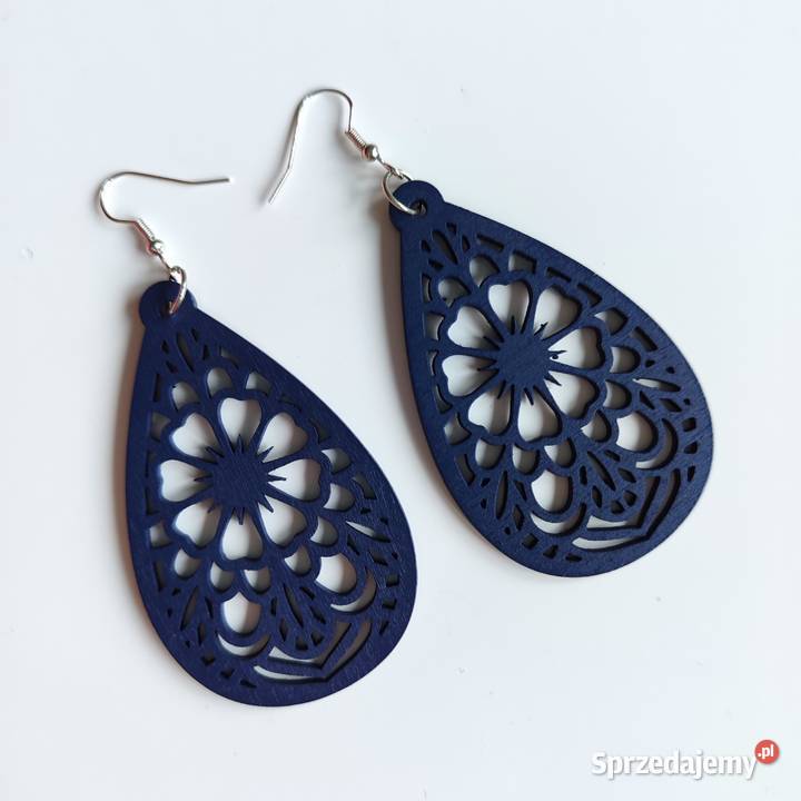 Nowe kolczyki drewniane kropelki Dla kobiet Katowice