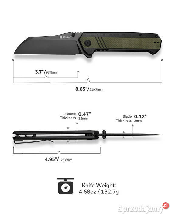 Nóż składany Sencut Draxor GreenBlack G10 Black Warszawa