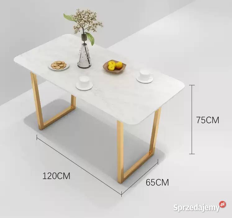 Stół z KAMIENIA CALACATTA CARRARA złoto 120x65
