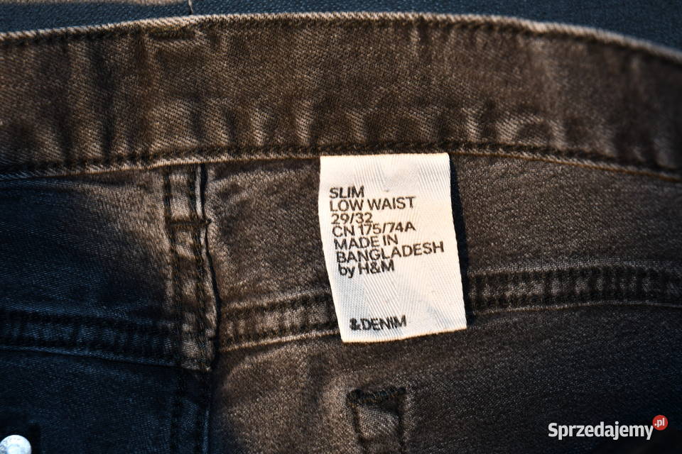 Jeansy HM 2932 krój slim czarne przecierane stan H&M Kraków