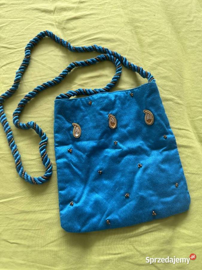 Turkusowa indyjska torebka na ramię etno boho 19cm Katowice