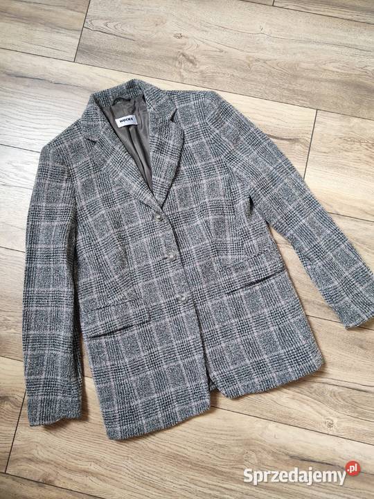 Wełniana Marynarka Żakiet Vintage y2k Hucke Wool biały Marynarki i żakiety