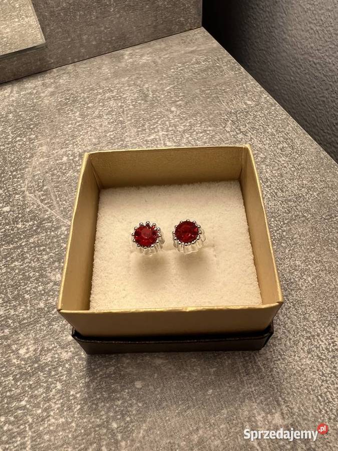 Kolczyki srebrne z czerwonym diamentem Jasło