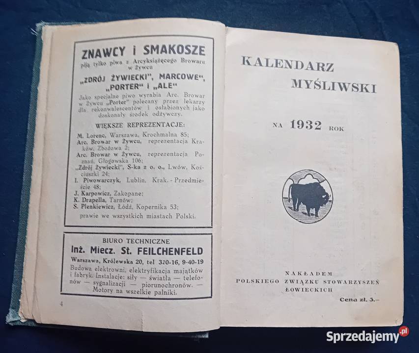 Kalendarz myśliwski na 1932 r Polski Związek Antykwariat Koźminek
