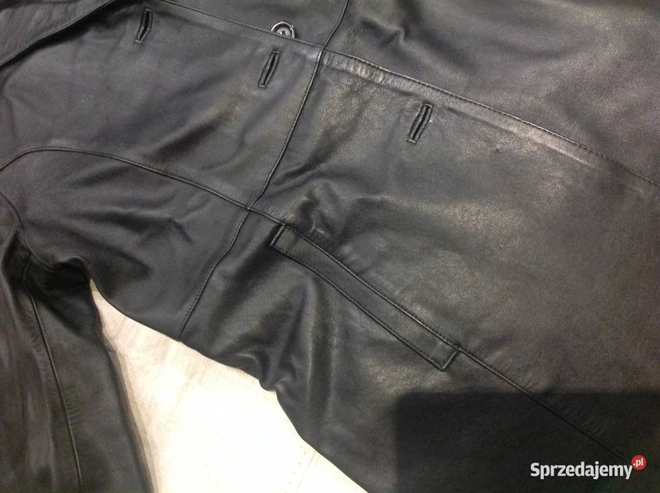 Płaszcz Czarny Skórzany Damski DG r ML Nowa Sól
