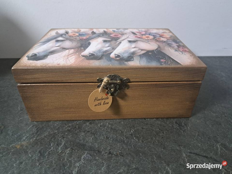 Szkatułka drewniana z końmi decoupage Kędzierzyn-Koźle