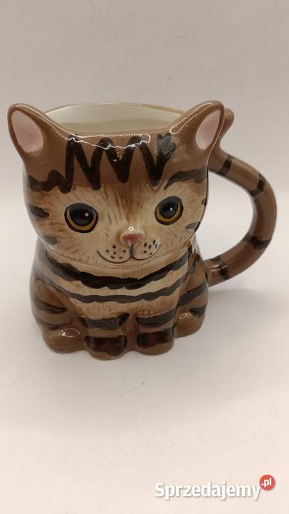 Kubek ceramiczny 3D pręgowany kot kotek Zamość