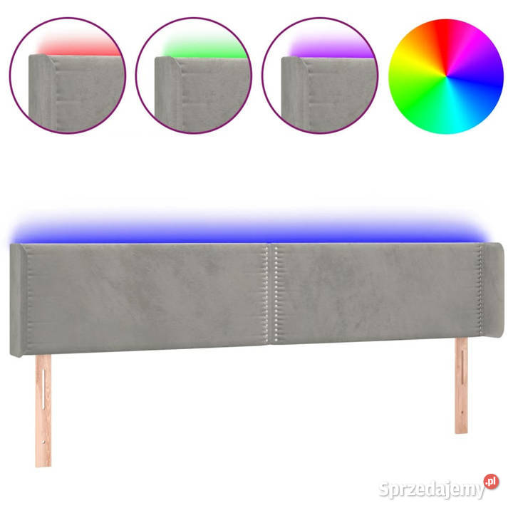 Zagłówek do łóżka z LED jasnoszary 203x16x7888 Warszawa
