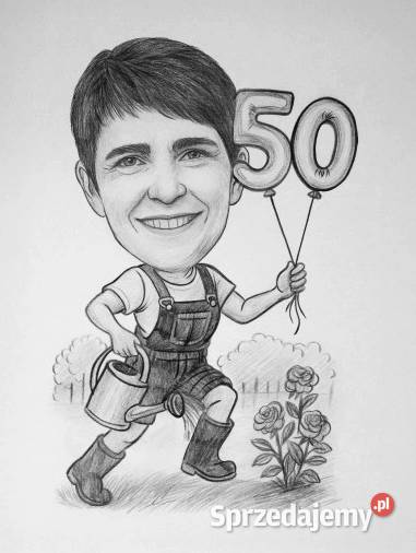 Karykatura Rysowana Ołówkiem śmieszny prezent ze