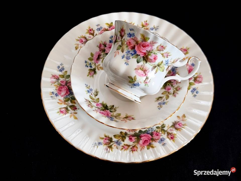 Zestaw kawowy trio Royal Albert Moss Rose lubelskie Chełm sprzedam