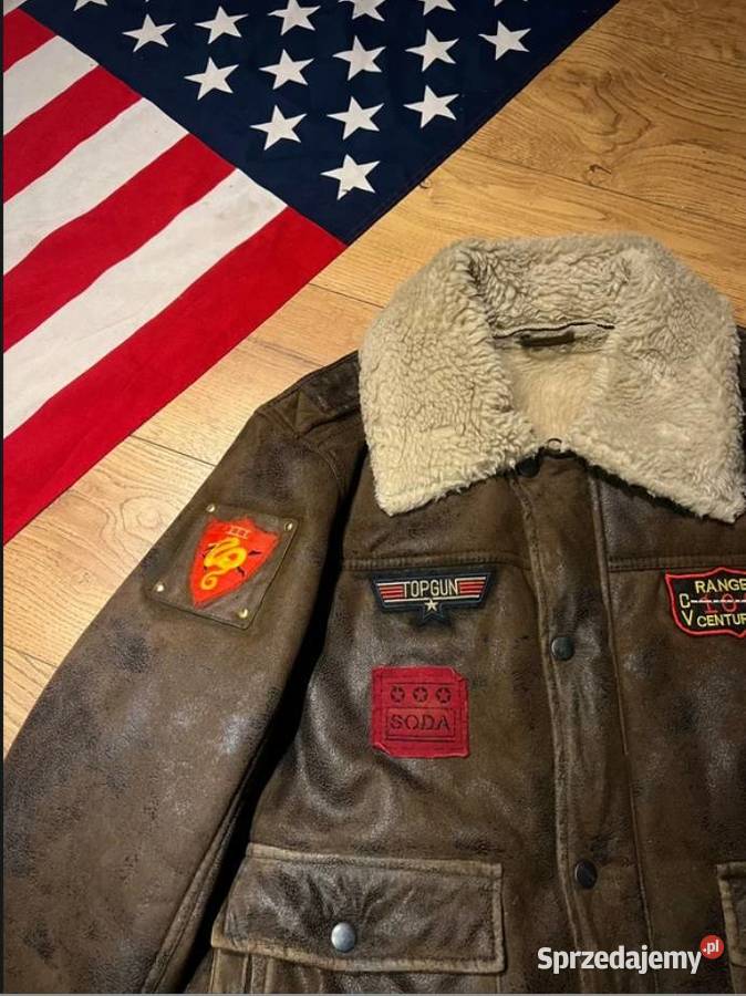 Kurtka Skóra Naturalna USA Top Gun A2 Shearling śląskie Poraj sprzedam
