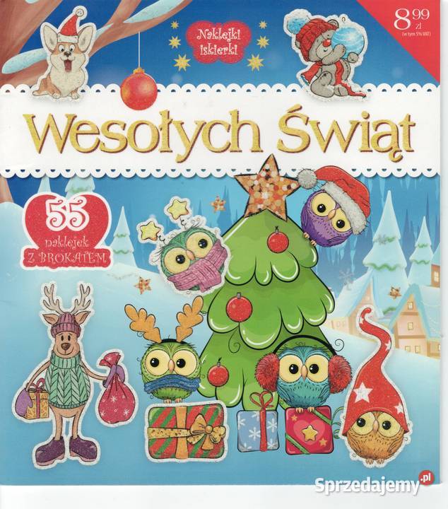 Wesołych Świąt 55 naklejek z brokatem Naklejki Warszawa