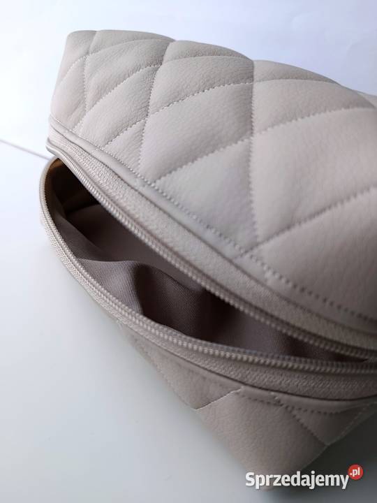 Kosmetyczka duża skórzana pikowana beżowa Konin