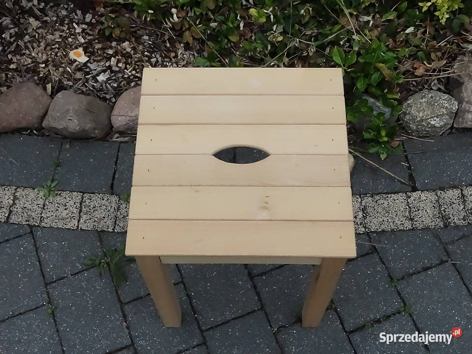 Solidny Drewniany Taboret Stołek Styl 46cm Biłgoraj