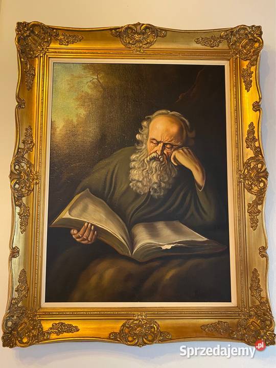 Portret Żyda na płótnie stara rzeźbiona Malarstwo Bystrzyca Kłodzka