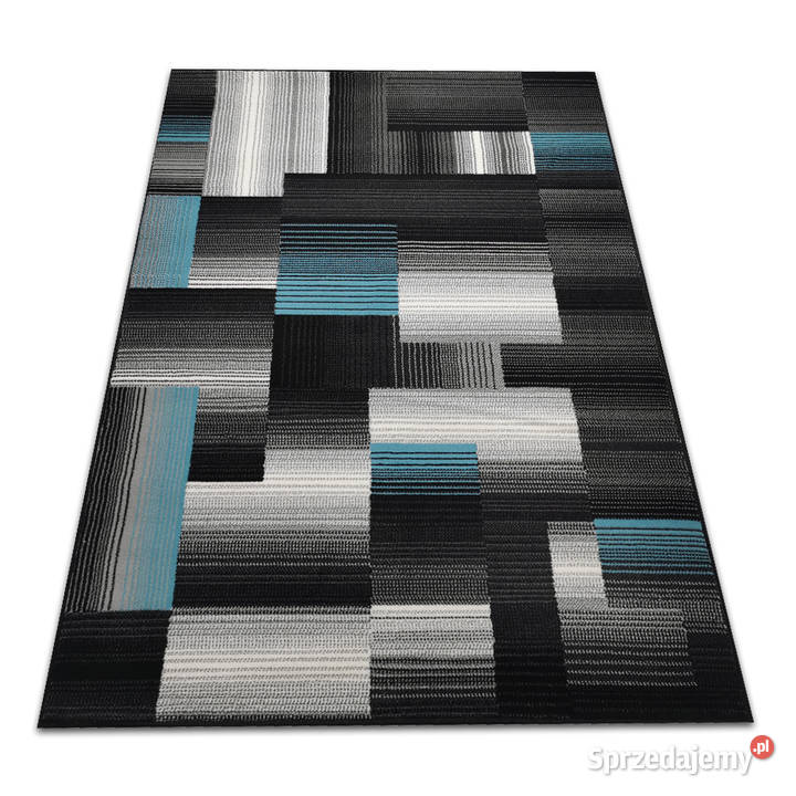 DYWAN 140X200 IDEA PRĄŻKI BS 11 TURKUSOWE GĘSTY Dywany Białystok