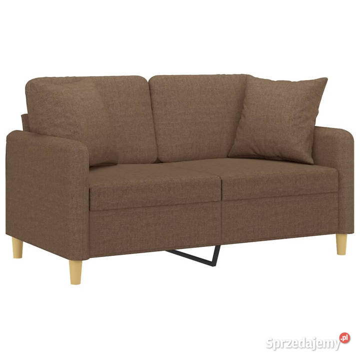 2osobowa sofa z poduszkami brązowa 120 tkanina
