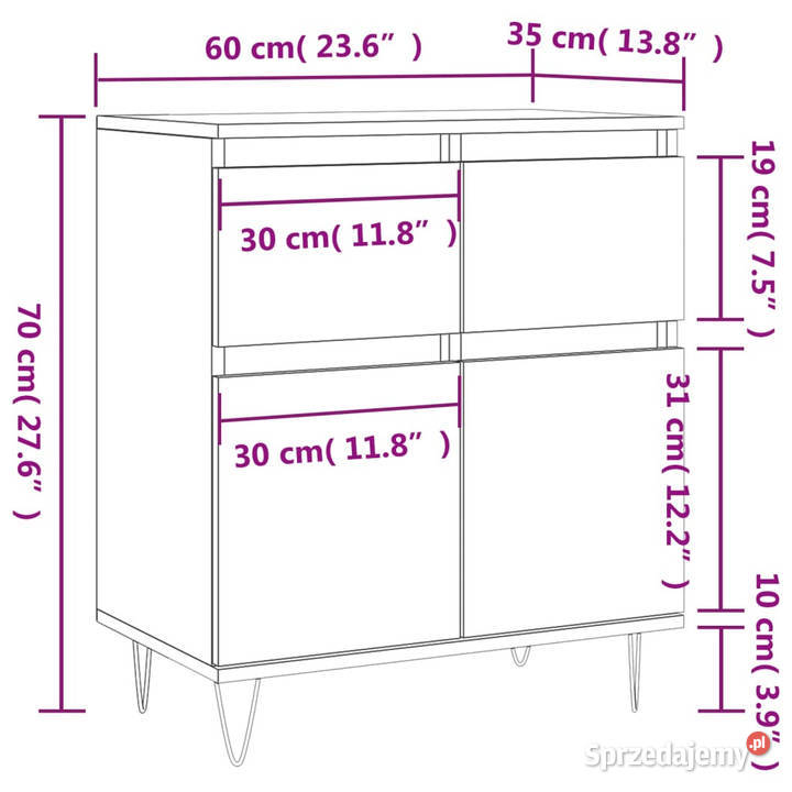 Komoda dąb sonoma 60x35x70 materiał Warszawa