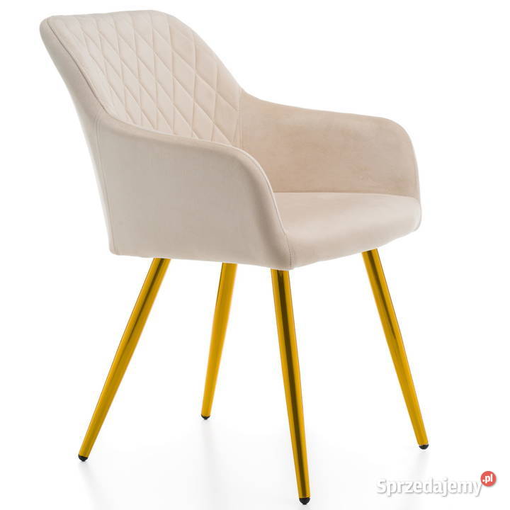 Beżowe Krzesło Todi Złote Nogi Wysyłka 24H Tarchały Małe